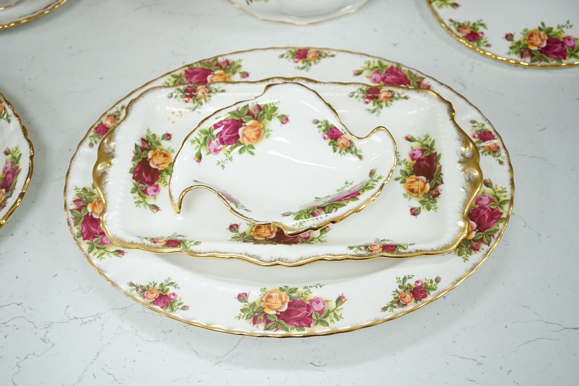 Royal Albert Old Country Roses, part dinner, tea and coffee service. Condition - mostly good